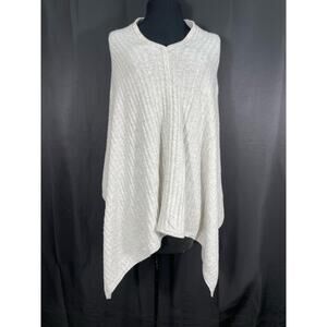 Design History Cable Knit  V Neck Poncho, Lightweight Heather Grey